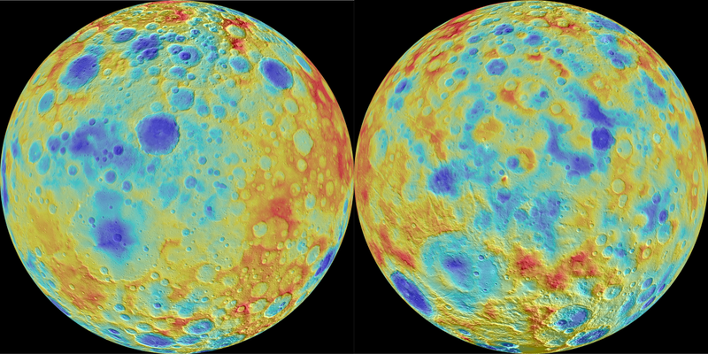 The topography of Ceres, with numerous deep craters indicating that the dwarf planet is less than 30 percent ice by volume. Image: NASA/JPL-Caltech/UCLA/MPS/DLR/IDA